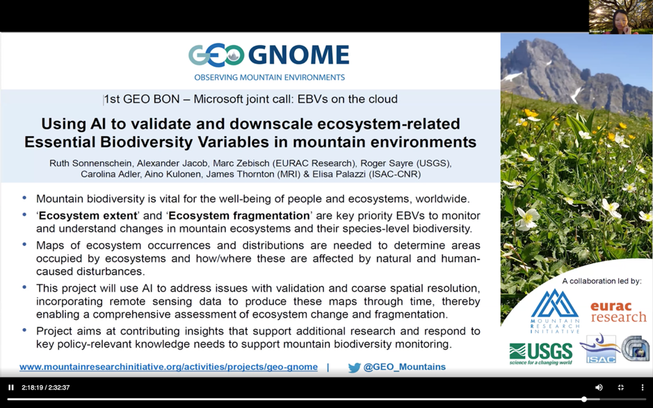 Bonnie Lei from Microsoft announcing the grantees of the “EBVs on the cloud” call